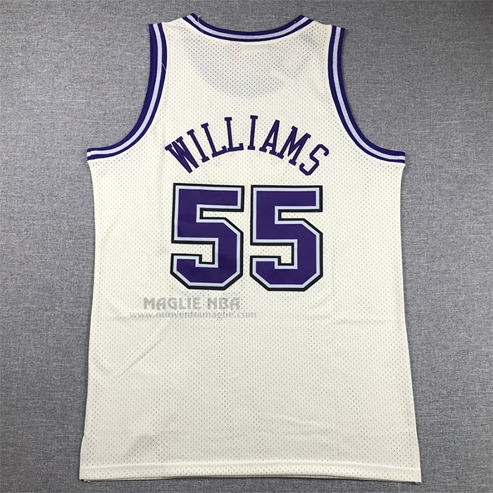 Maglia
 Jason Williams NO 55 Sacramento Kings Mitchell & Ness Chainstitch Crema
